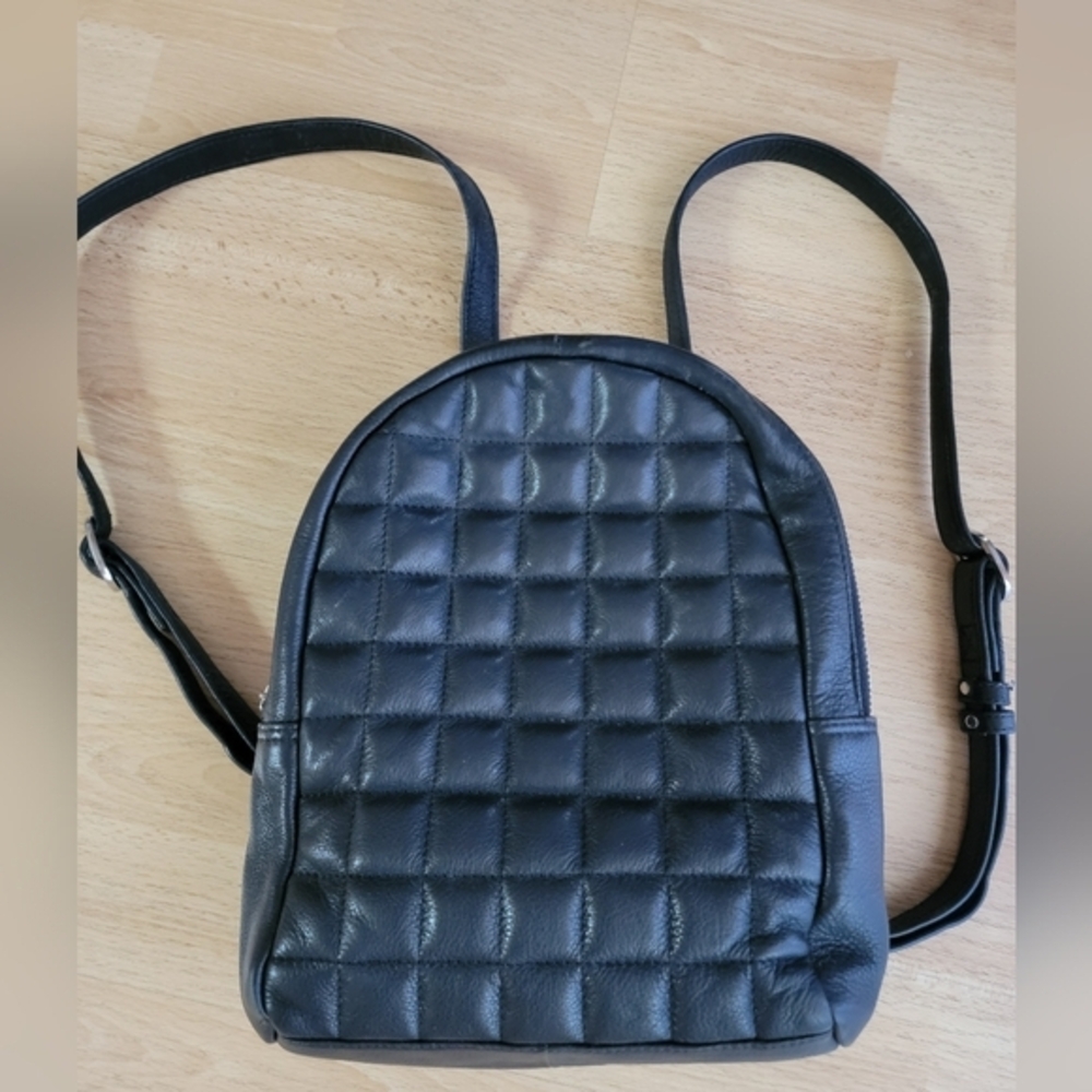 Still Nordic‎ Black Genuine Leather Quilted Backpack